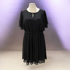 Pinup Fashion Black Chiffon Flowy Dress Plus Size 24W Formal Elegant Flowy Chic